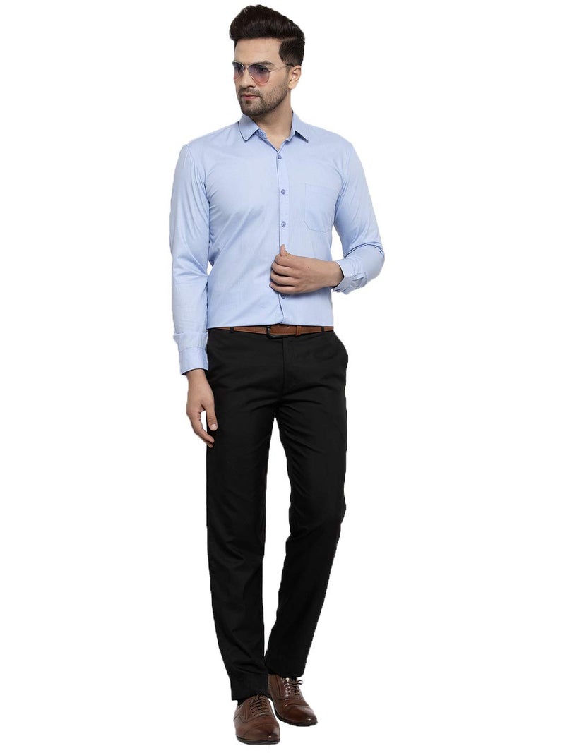 Indian Needle JAINISH Cotton Men Classic Formal Shirt - Solid Long Sleeve with Spread Collar - Image 3