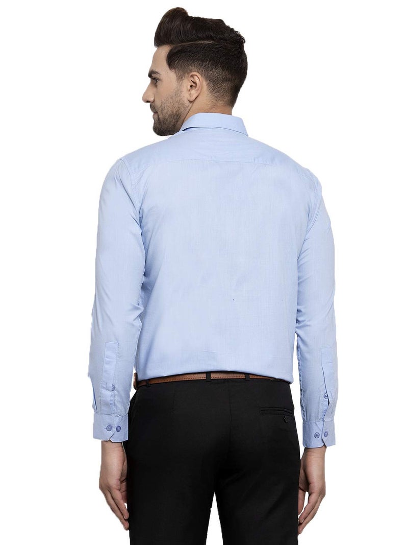 Indian Needle JAINISH Cotton Men Classic Formal Shirt - Solid Long Sleeve with Spread Collar - Image 4