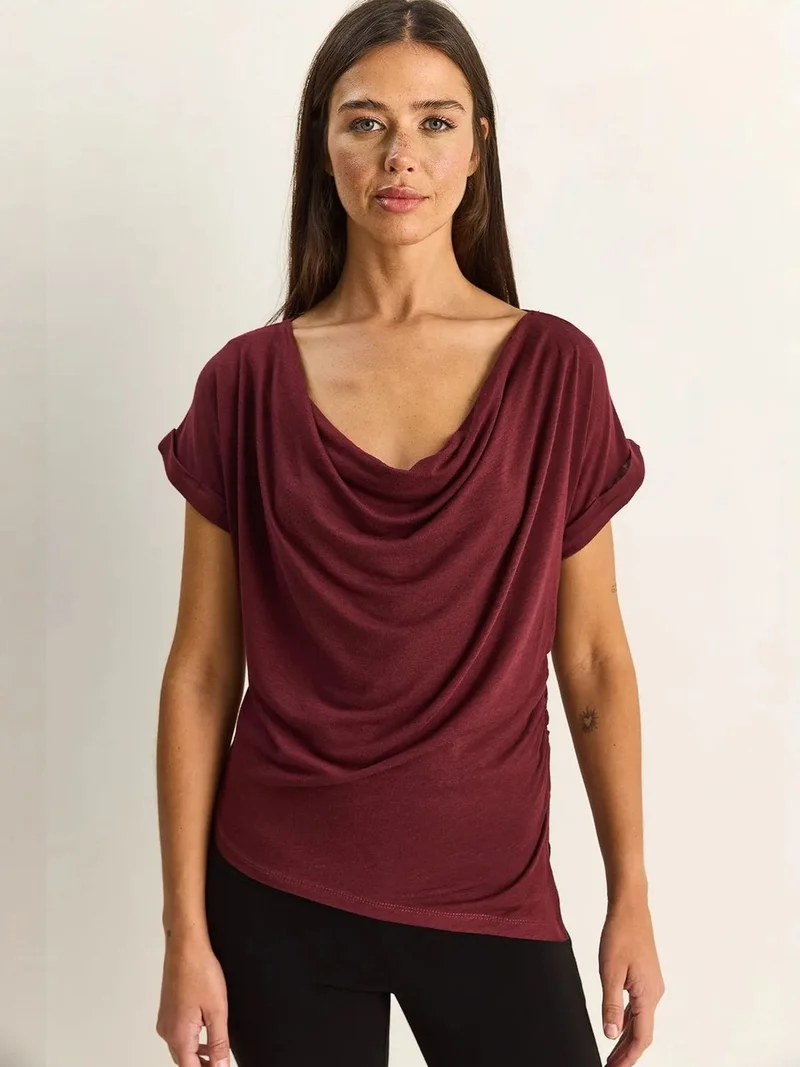 Bianco Lucci LUCCI Cowl Neck Drape Blouse