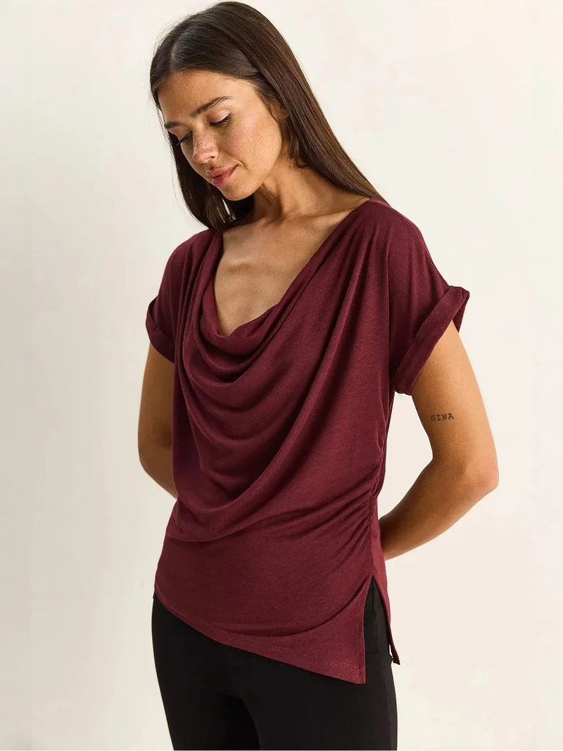 Bianco Lucci LUCCI Cowl Neck Drape Blouse
