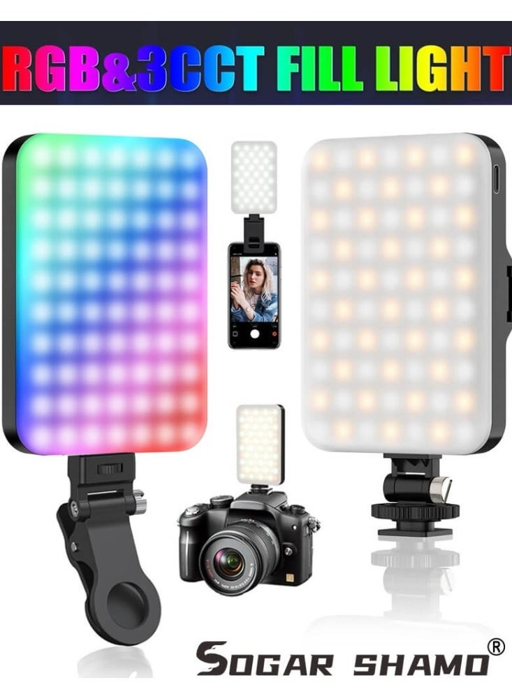 SOGAR SHAMO ضوء سيلفي محمول مغناطيسي، أضواء ملء هاتف قابلة لإعادة الشحن RGB، ضوء حلقي للكاميرا، صور المكياج، مؤتمرات الفيديو، استخدام الكمبيوتر المحمول، اجتماعات Zoom، TikTok، تصوير الفيديو - Image 1
