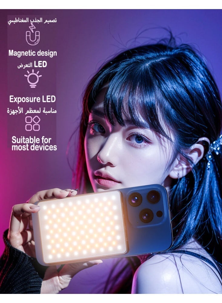 SOGAR SHAMO ضوء سيلفي محمول مغناطيسي، أضواء ملء هاتف قابلة لإعادة الشحن RGB، ضوء حلقي للكاميرا، صور المكياج، مؤتمرات الفيديو، استخدام الكمبيوتر المحمول، اجتماعات Zoom، TikTok، تصوير الفيديو - Image 3