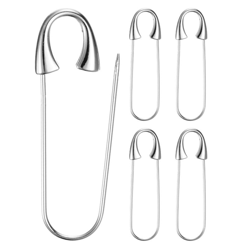 M METERXITY 5Pack Large Safety Pin 193 in49mm Zinc Alloy Heavy Brooch Pin for Sewing ClothesCostumeSkirts GarmentsCraft Supplies Decorative Safety Pins Silver Tone - Image 3