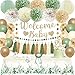 Bolake Sage Green Baby Shower Decorations Gender Neutral Baby Shower Decorations Welcome Baby Banner Sage Green Balloons Paper Lanterns Pom Poms Flowers Tablecloth Tassels Mom to Be Sash Dad to Be Pin - Image 2