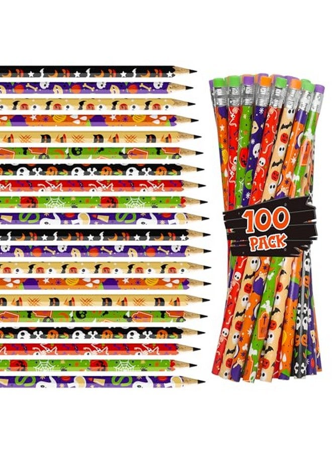 GMAOPHY 100 Pcs Halloween Pencil Assortment With Eraser Colorful Wood Pencils In Halloween Design Halloween Party Favors For Kids Trick Or Treat Halloween Goodies Bags Filler Game Prizes Classroom Reward - Image 1