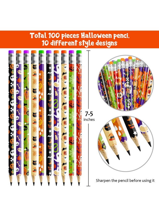 GMAOPHY 100 Pcs Halloween Pencil Assortment With Eraser Colorful Wood Pencils In Halloween Design Halloween Party Favors For Kids Trick Or Treat Halloween Goodies Bags Filler Game Prizes Classroom Reward - Image 3