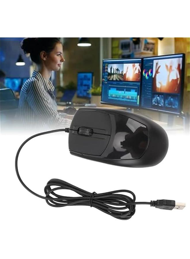 Jectse Wired USB Mouse, 1200 DPI Optical, Black, Ergonomic, Silent, Portable, for Office, Laptop, Desktop - Image 5