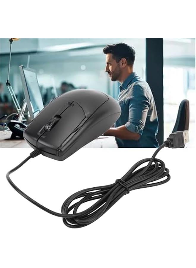 Jectse Wired USB Mouse, 1200 DPI Optical, Black, Ergonomic, Silent, Portable, for Office, Laptop, Desktop - Image 4