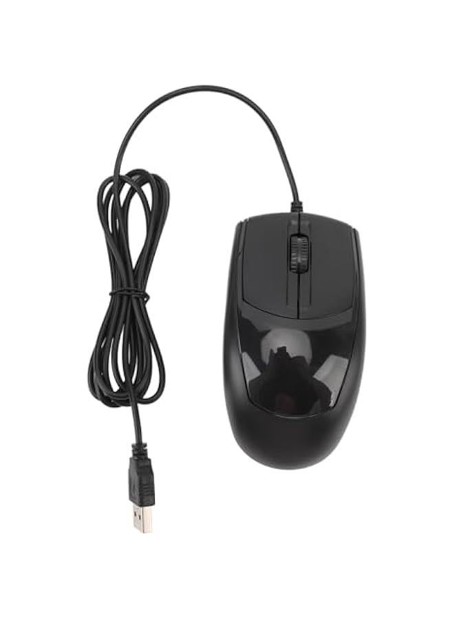 Jectse Wired USB Mouse, 1200 DPI Optical, Black, Ergonomic, Silent, Portable, for Office, Laptop, Desktop - Image 2