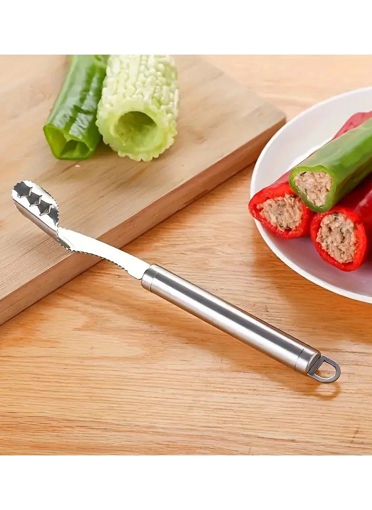 Goolsky 1pc Stainless Steel Pepper Seed Corer Remover Tool, Pepper Corer Seed Remover, Pepper Seed Corer  - Image 1