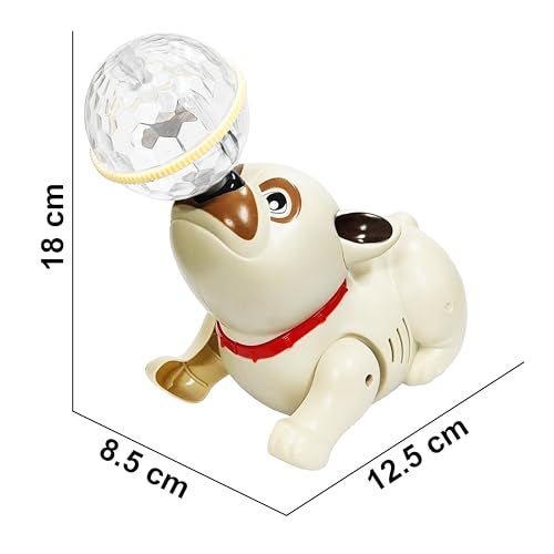 VGRASSP Dancing Dog Toy for Kids Babies with Music and 3D Flashing LED Light Ball - Cute Animal Puppy Gift for Boys and Girls - Multicolor (Brown) - Image 3