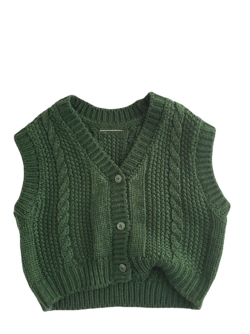 Design Sense Autumn Clothing 2023 Boys' Twist Sweater Children'S Mori Retro Style Vest Cardigan Sweater - Image 2