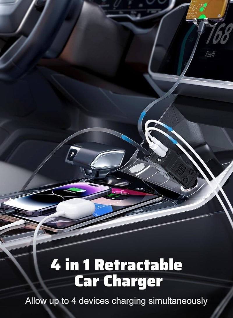 JAJEEK 120W Car Charger with 4 Ports, 4-in-1 Super Fast Car Phone Charger, 2 USB Ports Car Charger Adapter, Compatible with Multiple Brands (Black) - Image 2