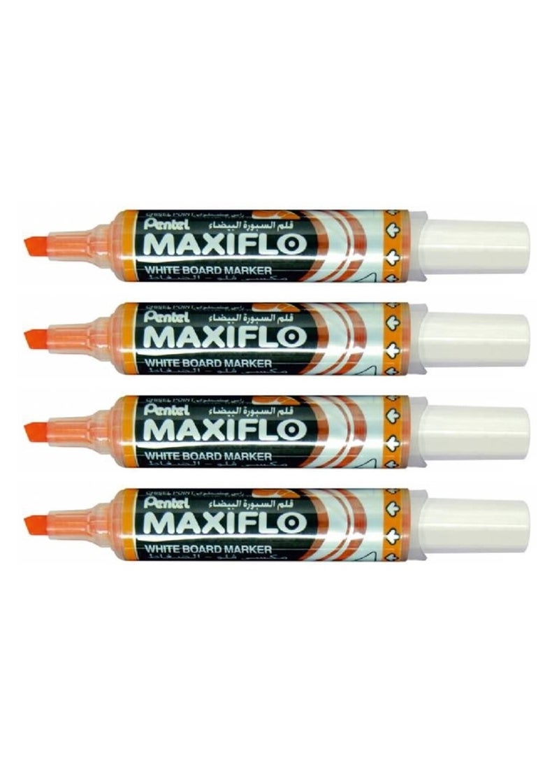 Pentel 4-Piece Maxiflo White Board Marker Orange Ink - Image 1