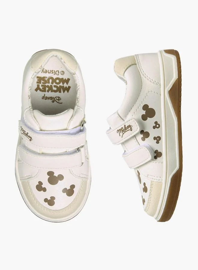 ديزني Boys Mickey Mouse Print Hook and Loop Sneakers