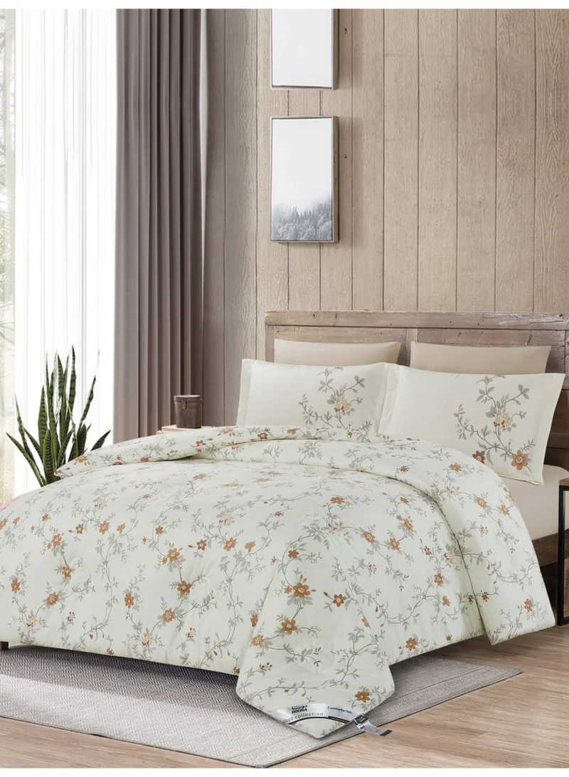 Donetella Printed 4-Pcs Single Comforter Bedding Set Fits 120x200cm -Includes Comforter, Fitted Sheet, Pillow Shams & Pillowcases – Soft Microfiber Fabric with Soft 350 GSm Filling