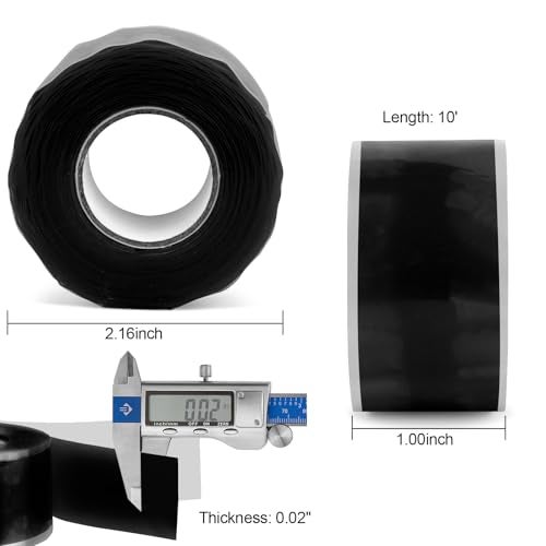 Romeda 1 Inch x 10 FT Black Self-Fusing Silicone, Thickness 0.5mm Hose Repair Tape, Heavy Duty and Leak Proof Rubber Hose Tape, Pipe for Water - Black - Image 2