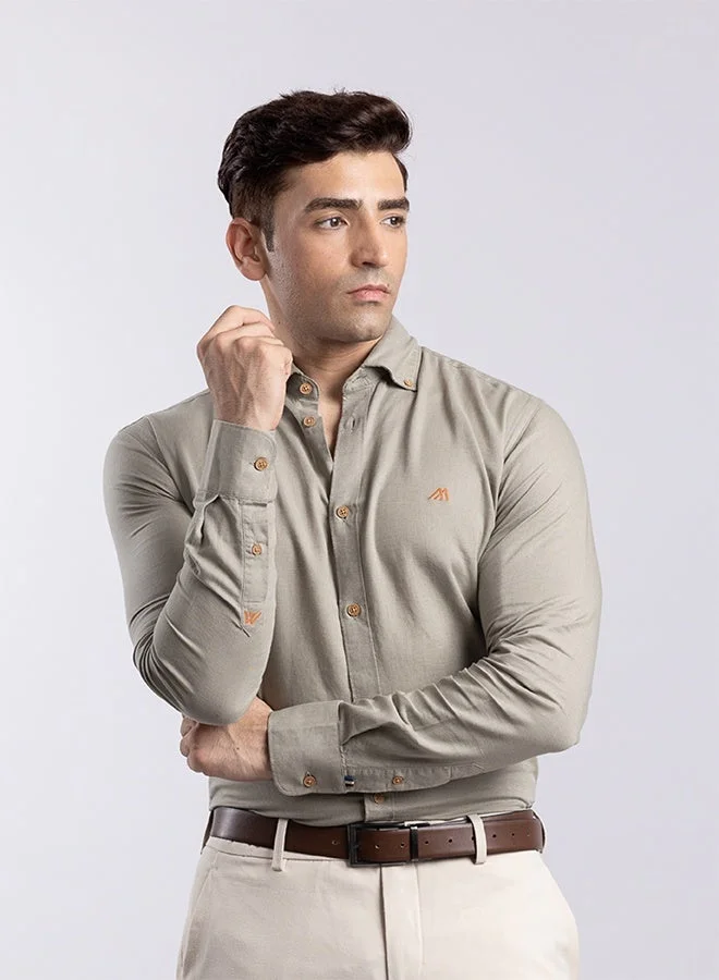 تكلف The Earthy Calm Light Olive Linen Shirt with Soothing Texture