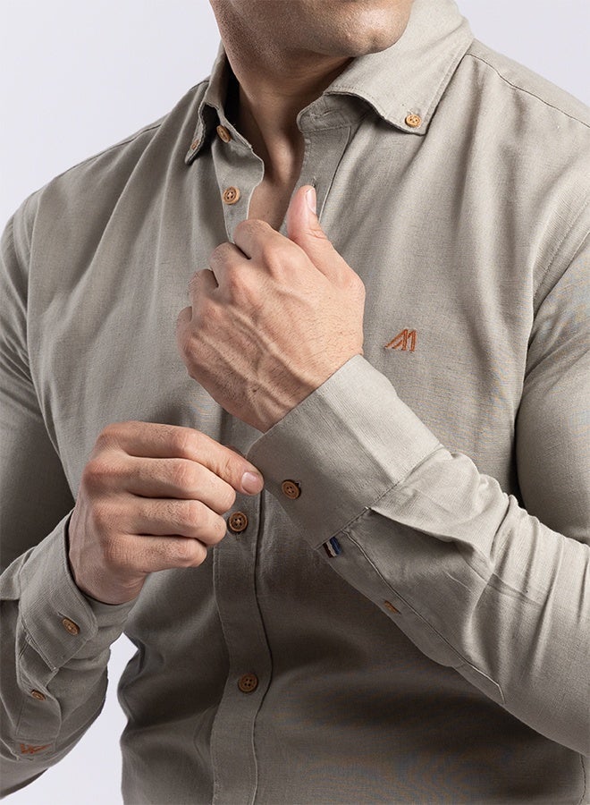 Mannerism The Earthy Calm Light Olive Linen Shirt with Soothing Texture - Image 4