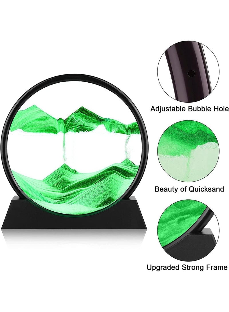 Hourglass - Sand Scenery Quicksand Art Picture 3D Round Deep Sea Glass for Adults and Kids Large Desktop Art Toys - Glass Frame Round Picture Frame 3D Deep Sea Quicksand Art Design for Relaxation Home Office Decor - Flowing Sand Painting - 3D Round Deep Sea Glass Flowing Sand Frame - Desktop Home Decorations - Image 4
