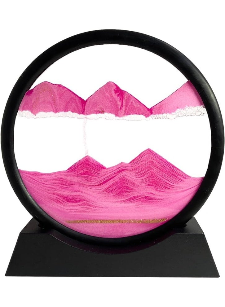 Hourglass - Sand Scenery Quicksand Art Picture 3D Round Deep Sea Glass for Adults and Kids Large Desktop Art Toys - Glass Frame Round Picture Frame 3D Deep Sea Quicksand Art Design for Relaxation Home Office Decor - Flowing Sand Painting - 3D Round Deep Sea Glass Flowing Sand Frame - Desktop Home Decorations - Image 1