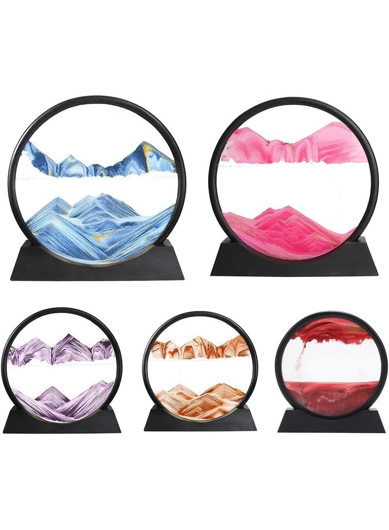 Hourglass - Sand Scenery Quicksand Art Picture 3D Round Deep Sea Glass for Adults and Kids Large Desktop Art Toys - Glass Frame Round Picture Frame 3D Deep Sea Quicksand Art Design for Relaxation Home Office Decor - Flowing Sand Painting - 3D Round Deep Sea Glass Flowing Sand Frame - Desktop Home Decorations - Image 2