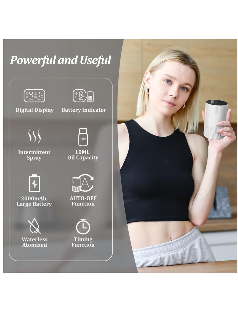 Excefore Waterless Diffuser for Essential Oil, Aromatherapy Diffuser for Home with Battery Indicator, Portable Smart Scent Air Machine 1/2/3 & Continuous Mist, Timing & Auto-off Function, 400~500 sq. ft Scent - Image 3