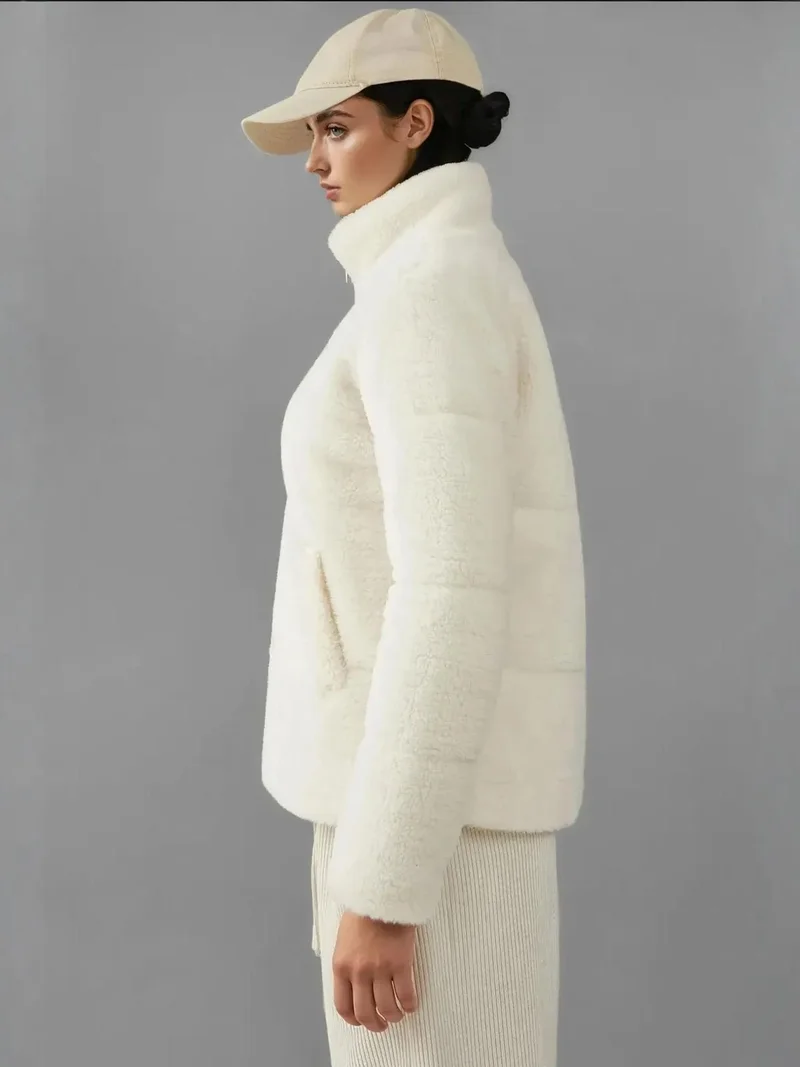 بيغ دارت معطف فراء صناعي سميك من  بياقة جاكيت