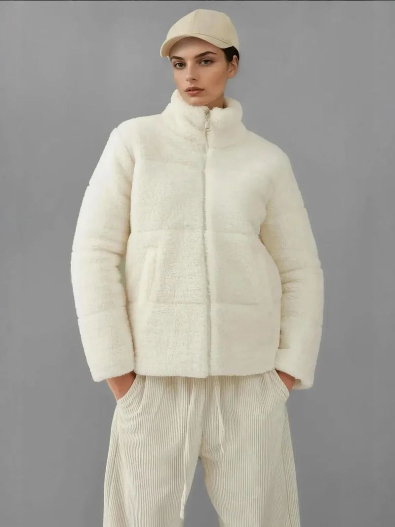 بيغ دارت معطف فراء صناعي سميك من  بياقة جاكيت