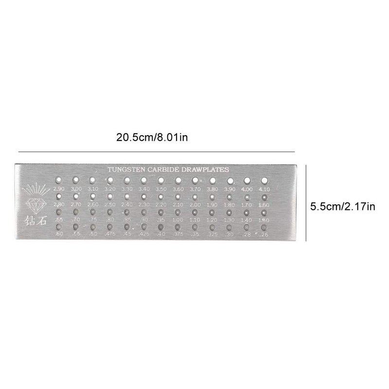 Salmue 8" Wire Drawplate with 52 Round Holes, 0.26-4.10mm Tungsten Carbide Drawplate for Jewelry Making - Image 5