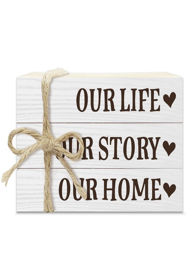 BXVRT Home Sweet Home Decorative Book Stack for Farmhouse, Rustic Tiered Tray Decor, Our Life Our Story Our Home Wooden Book Decor for Home Living Room Table Shelf, Housewarming Gifts for Women Men -31 - Image 1