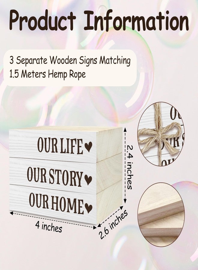 BXVRT Home Sweet Home Decorative Book Stack for Farmhouse, Rustic Tiered Tray Decor, Our Life Our Story Our Home Wooden Book Decor for Home Living Room Table Shelf, Housewarming Gifts for Women Men -31 - Image 2