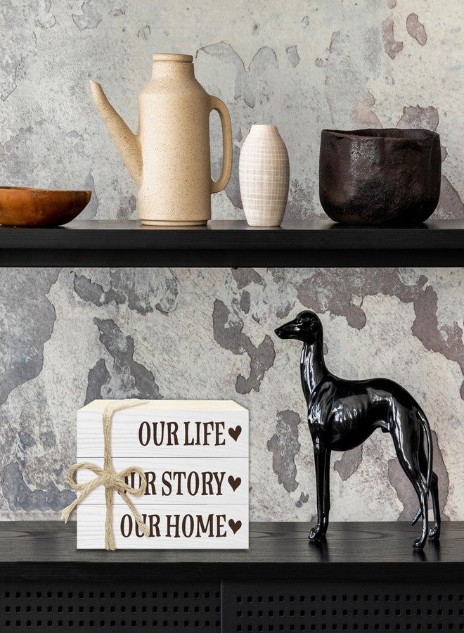 BXVRT Home Sweet Home Decorative Book Stack for Farmhouse, Rustic Tiered Tray Decor, Our Life Our Story Our Home Wooden Book Decor for Home Living Room Table Shelf, Housewarming Gifts for Women Men -31 - Image 4