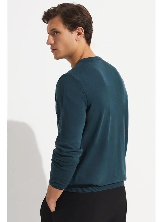 JUNE June Men V-Neck Knitwear Sweater Dark Green