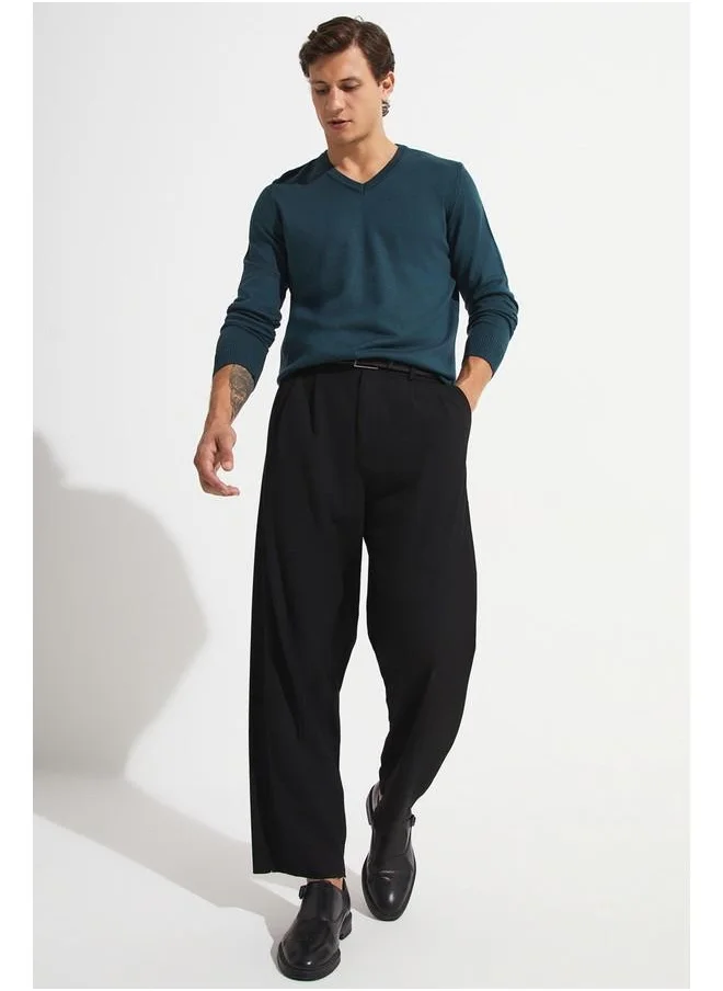 جون June Men V-Neck Knitwear Sweater Dark Green