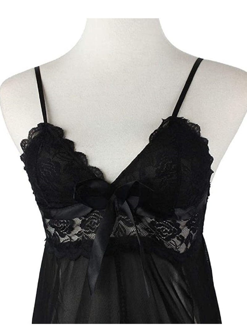 Women Lace Babydoll Sheer Floral Chemise Nightgown Dress - Image 2