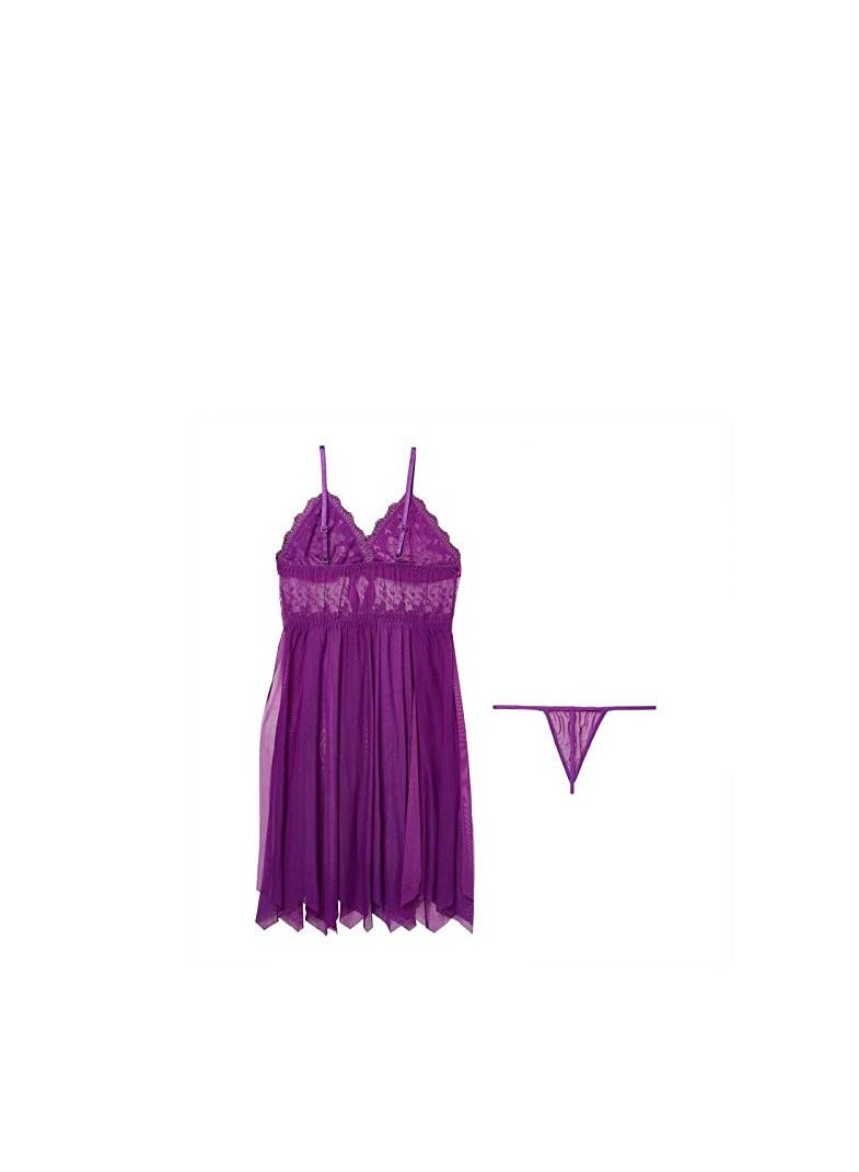 Women Lace Babydoll Sheer Floral Chemise Nightgown Dress - Image 5