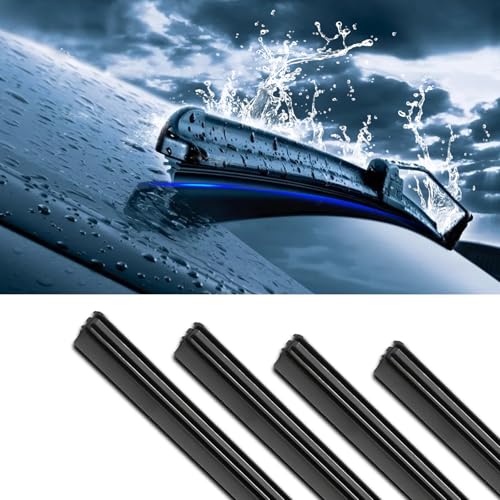 Piburth 4PCS Car Windshield Wiper Blade Strips, DIY Silicone Car Frameless Window Boneless Replacement, Auto Adjustable Insert Rubber Wiper Blade Refills, Universal for SUV Truck Van - Image 1