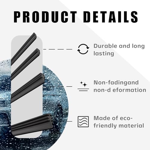 Piburth 4PCS Car Windshield Wiper Blade Strips, DIY Silicone Car Frameless Window Boneless Replacement, Auto Adjustable Insert Rubber Wiper Blade Refills, Universal for SUV Truck Van - Image 2