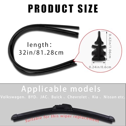 Piburth 4PCS Car Windshield Wiper Blade Strips, DIY Silicone Car Frameless Window Boneless Replacement, Auto Adjustable Insert Rubber Wiper Blade Refills, Universal for SUV Truck Van - Image 3