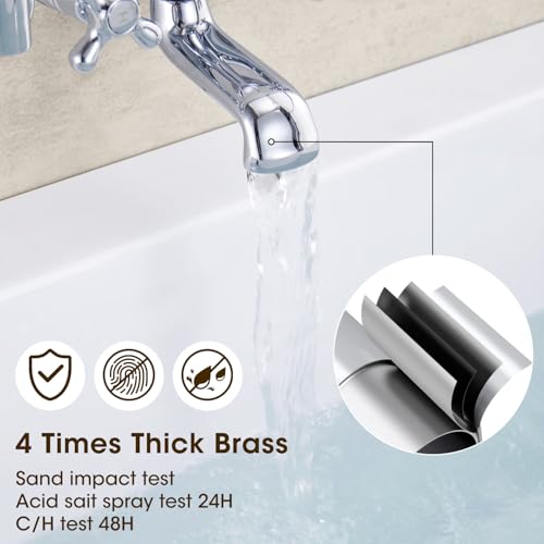 Hanallx Tub Faucet 3 to 9In Center Wall Mount Tub Faucet with Hand Shower Chrome Vintage Wall Mount Tub Filler Bathtub Faucet Set with Shower Diverter with Valve 8 inch Center Wall Mounted - Image 4