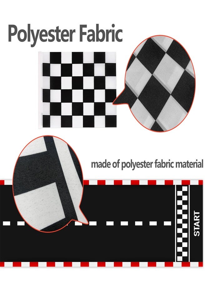 EUVBOKW 37 Pcs Race Car Party Decorations, 12 Orange Traffic Cones with Holes on Top, 24 Checkered Flags, 1 Racetrack Floor Runner,for Race Car Birthday Party Table Centerpiece Supplies - Image 4
