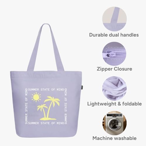 EcoRight Eco Right Large Canvas Tote Bag for Women, Tote Handbags for Women with Zipper & Inner Pocket for College, Shopping, Office - Image 3