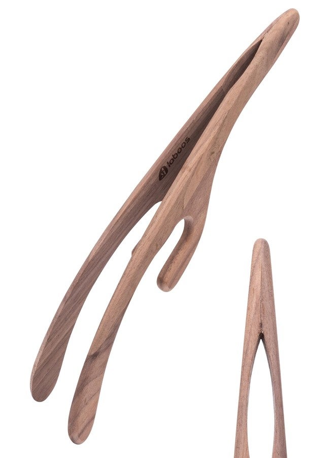 laboos Wooden Deer Antler-Inspired Toast Tongs - Premium Walnut Salad Tong,Ideal for Toaster,Fruits, Bread & Pickles, Kitchen Utensil For Cheese Bacon Muffin Fruits Bread - 10.2" Long - Image 1