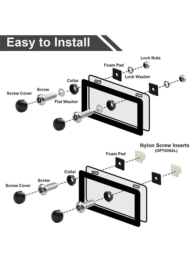 GNAFOTU License Plate Screws Kits, Stainless Steel Anti Theft Mounting Hardware for Car Tag Plate Frames Covers, 1/4 Inch M6 Tamper Proof Screws, Fastener Nut, Caps Cover for Front Rear Frame Holder Mounting - Image 3