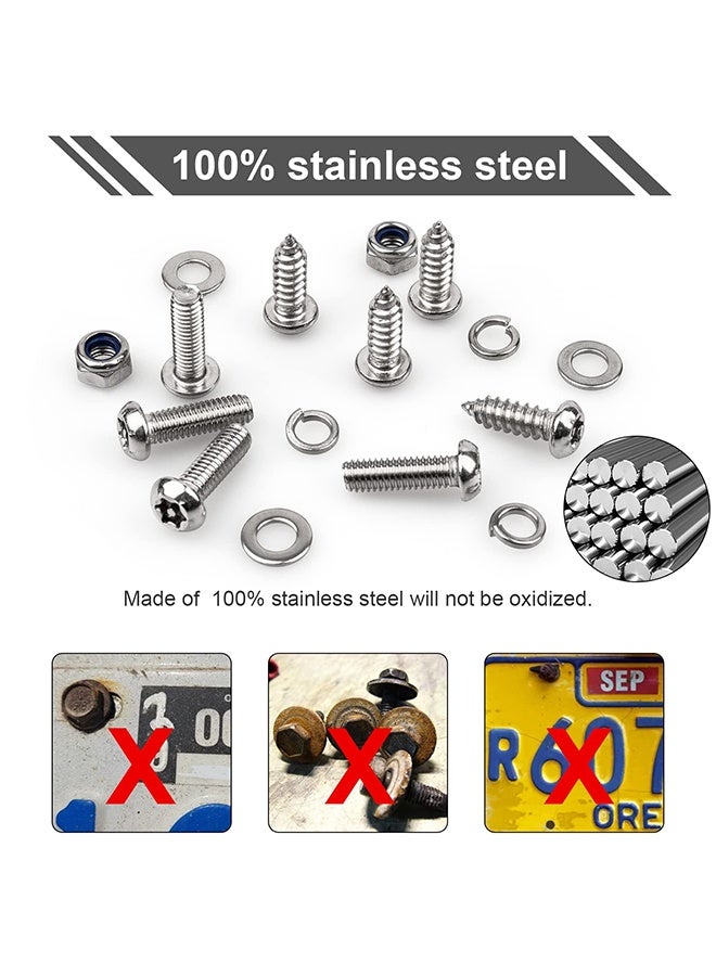 GNAFOTU License Plate Screws Kits, Stainless Steel Anti Theft Mounting Hardware for Car Tag Plate Frames Covers, 1/4 Inch M6 Tamper Proof Screws, Fastener Nut, Caps Cover for Front Rear Frame Holder Mounting - Image 5
