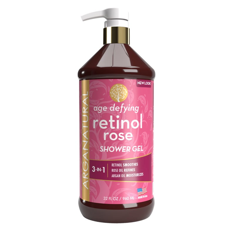 Arganatural Arganatural Retinol Shower Gel (Body Wash) with Natural Argan Oil, Smooth & Refine Skin Tone, Nourishes for Natural Radiance, Pampers & Rejuvenates Skin for All Skin Types - 32oz / 960ml 