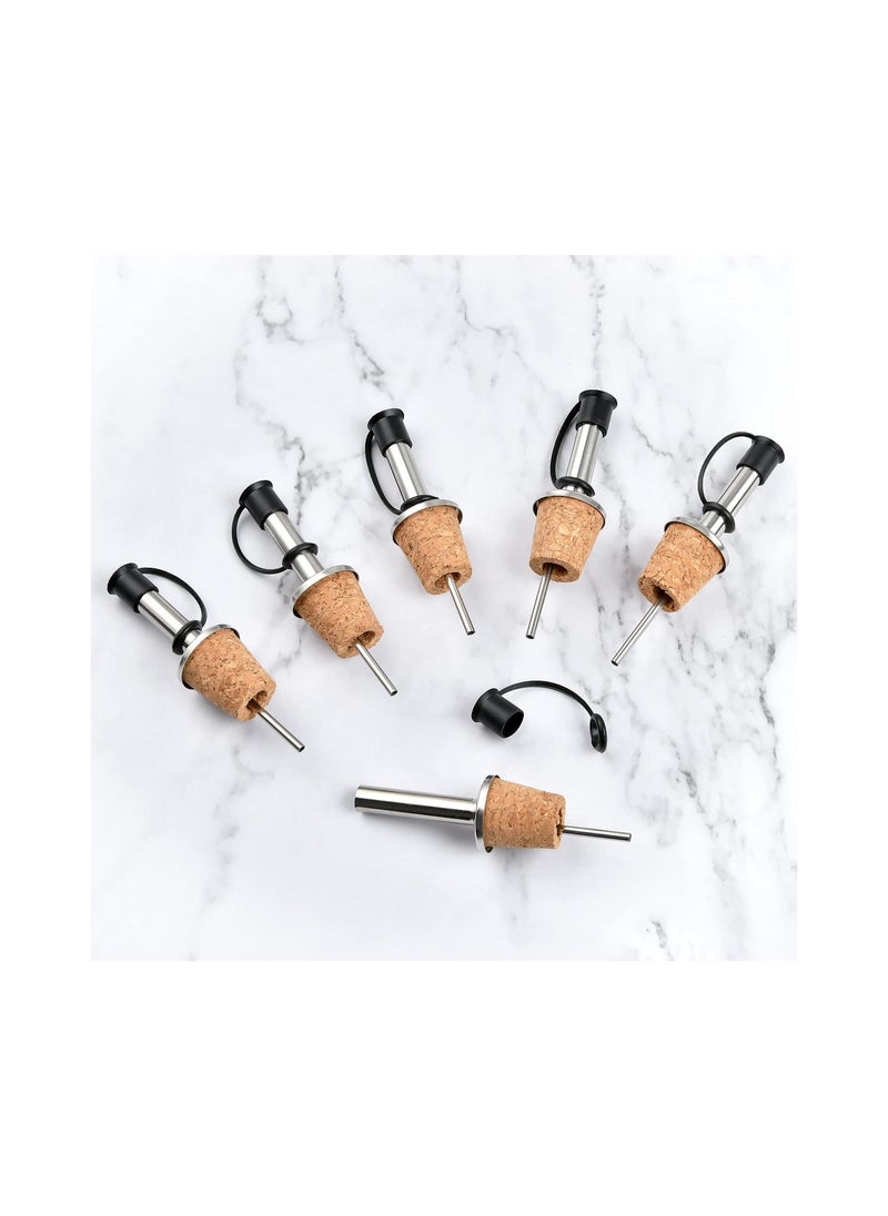 Excefore - 16 Pack Cork Bottle Spouts, Stainless Steel Oil Bottle Stoppers, Bottle Dividers with Dust Caps, Oil Pour Spouts Rubber Bottle Corks for Olive Oil and Vinegar Bottles - Image 1
