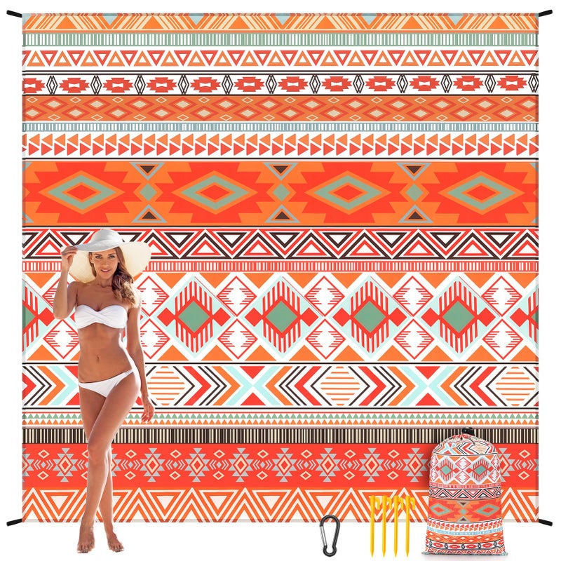 WIWIGO Beach Blanket Waterproof Sandproof Beach Mat 79" X 83"/10'x9'for 2-8 Adults Quick Drying Outdoor Picnic Mat Beach Accessories for Travel, Camping, Hiking - Image 1