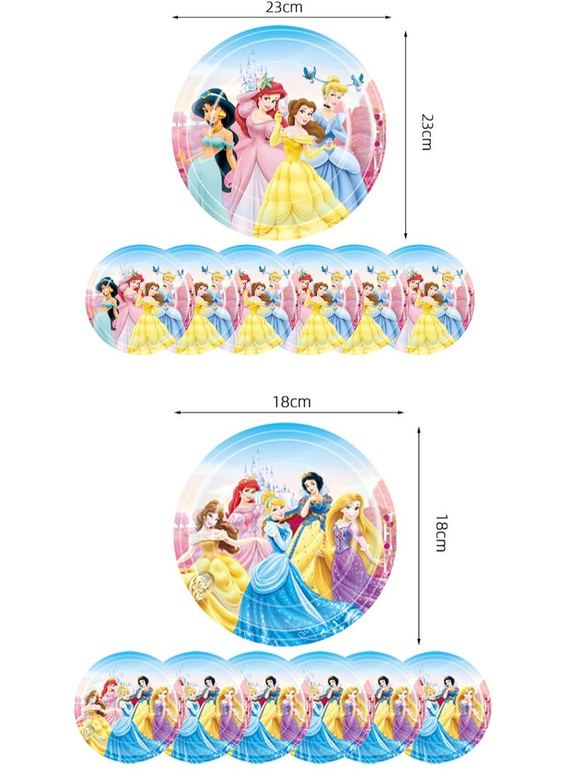 Party Disney Girl Snow White Theme Party Supplies Set Paper Cup, Paper Plate, Table, Flag, Paper Towel, Hat, Party, Banquet Card - Image 2